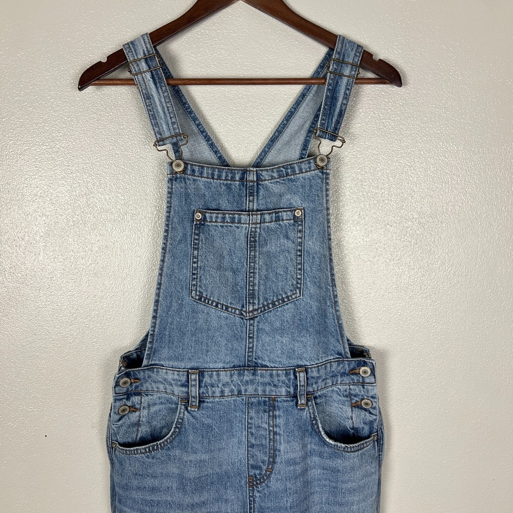 We The Free People Overalls Womens 29 Blue Flare Leg Mid Rise Denim Classic Bibs - Picture 5 of 14